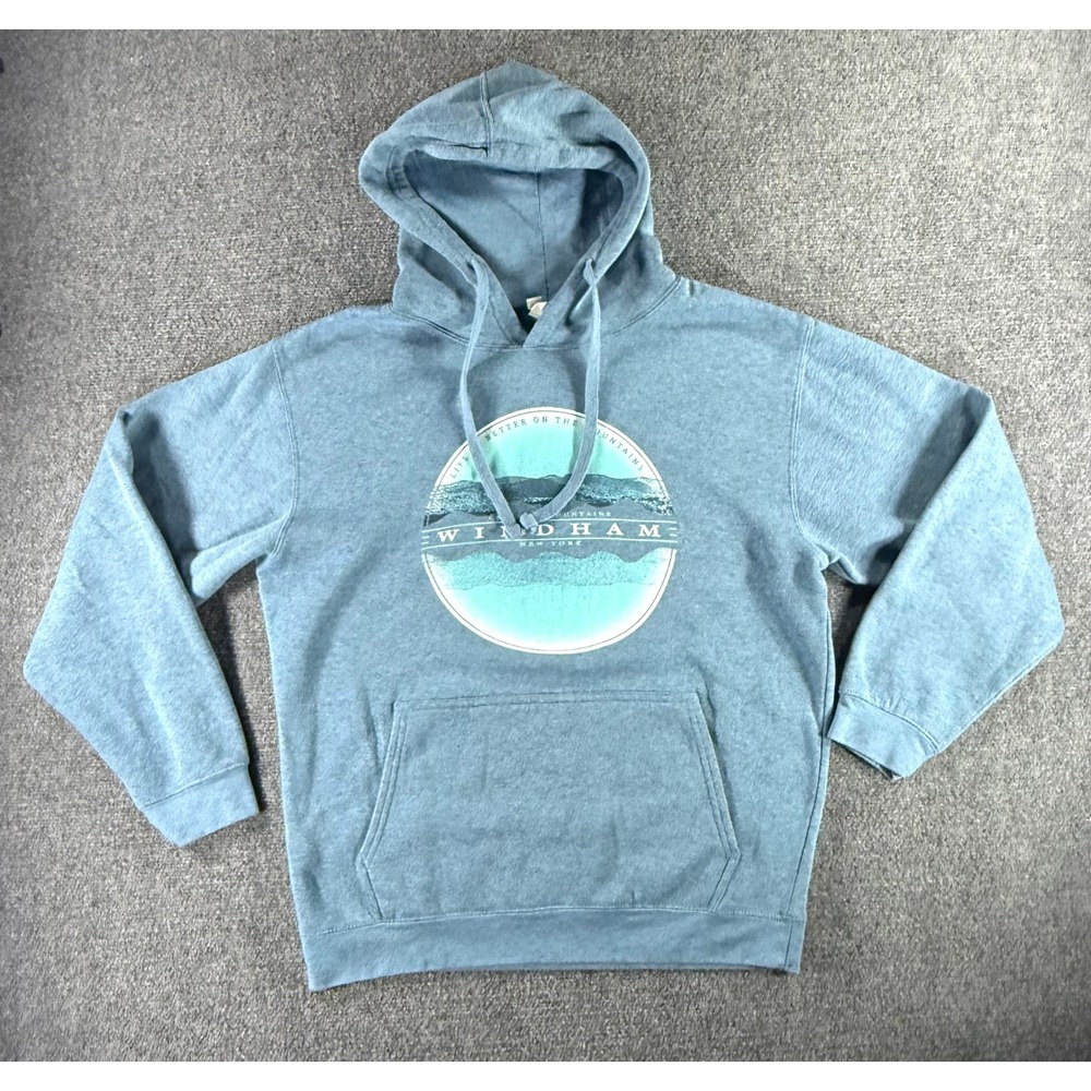 Windham New York Mountains Souvenir Hoodie Blue Heathered‎ Pullover Mens Medium